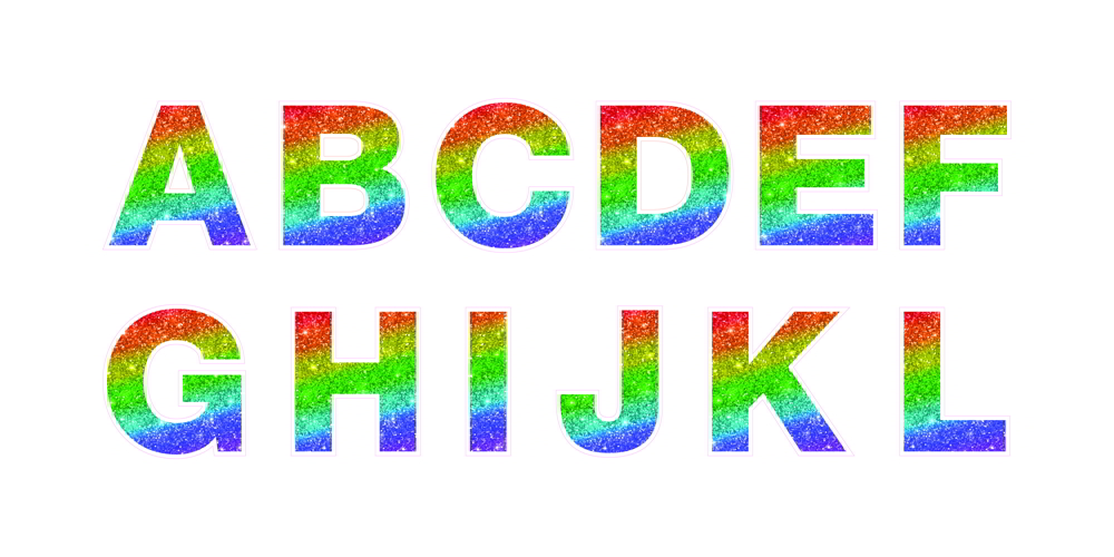 Rainbow Glitter Alphabet Template